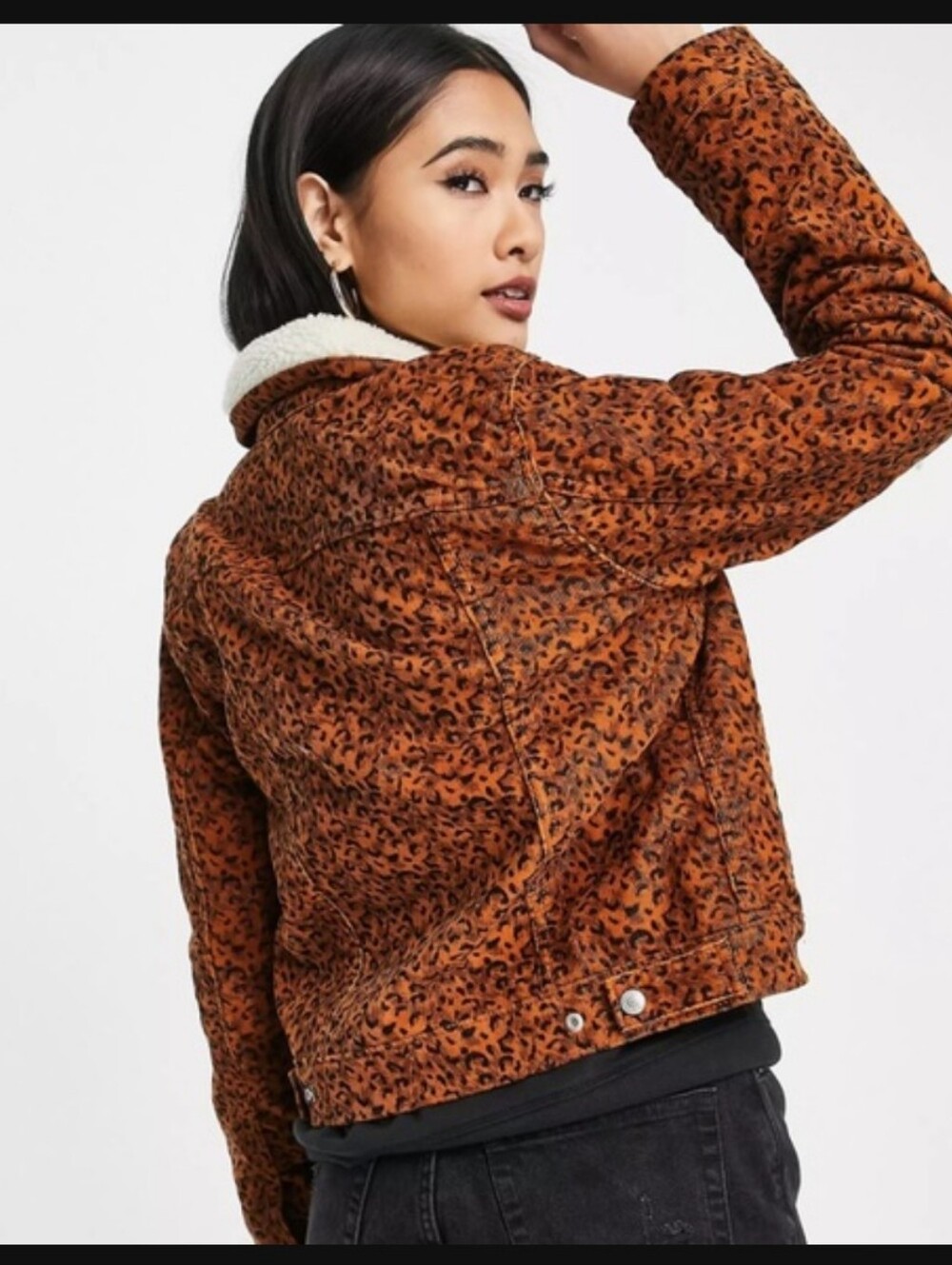 Levi's Original Sherpa Trucker Jacket in Leopard Print Size XS - Picture 4 of 6